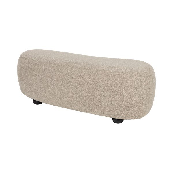 Béžová polstrovaná lavice z textilie bouclé Noxx – White Label-image-3