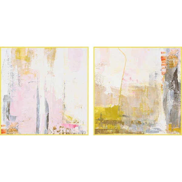 Tištěné/s ručně malovanými prvky obrazy v sadě 2 ks s rámem/na plátně 41,5x41,5 cm New Age Yellow – Malerifabrikken