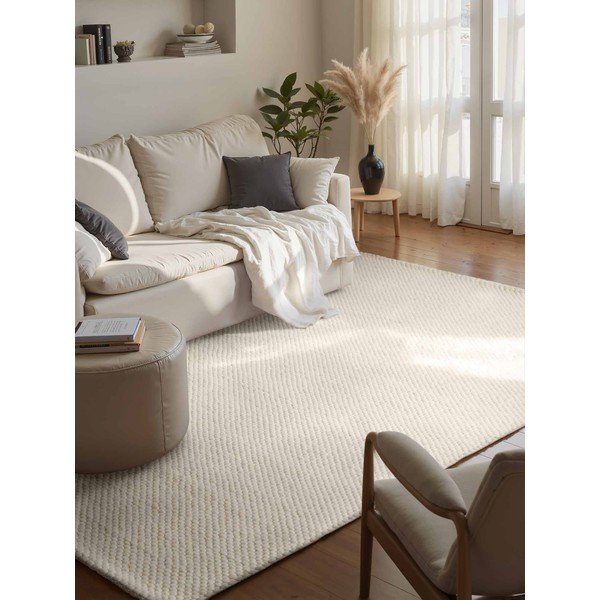 Krémový ručně tkaný vlněný koberec 200x290 cm Lyon Beans – Elle Decoration-image-1