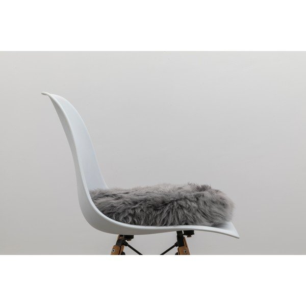 Šedý podsedák z ovčí kožešiny Native Natural Round, ⌀ 40 cm-image-3