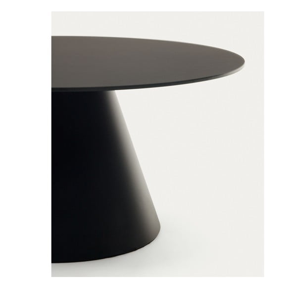 Černý kulatý konferenční stolek se skleněnou deskou ø 80 cm Wilshire – Kave Home-image-2
