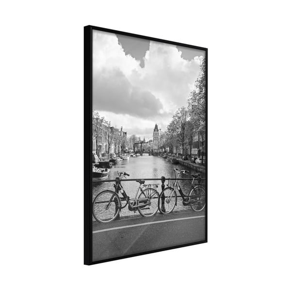 Plakát v rámu Artgeist Bicycles Against Canal, 40 x 60 cm
