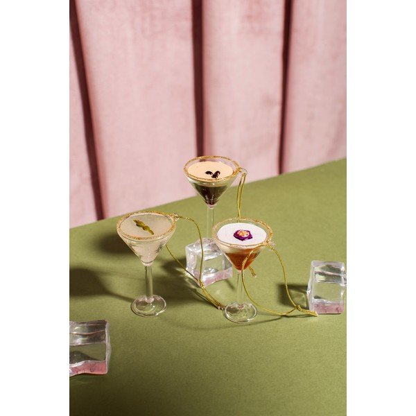 Skleněné vánoční ozdoby v sadě 3 ks 15,5 cm Martini Cocktail – Sass & Belle-image-2