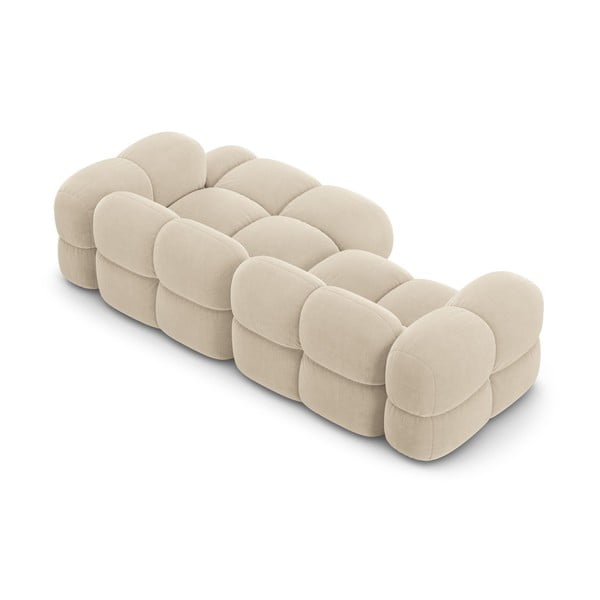 Béžová sametová rohová pohovka (pravý roh/s lenoškou) Loretto – Cosmopolitan Design-image-4