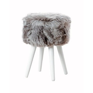 Stolička se šedým sedákem z ovčí kožešiny Native Natural White, ⌀ 30 cm