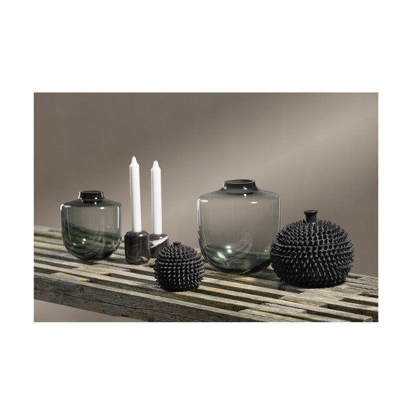 Šedá skleněná váza (výška 21 cm) Daun – Villa Collection-image-1