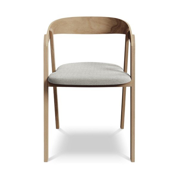 Světle šedé jídelní křeslo z masivního dřeva Erika – Makamii-image-1