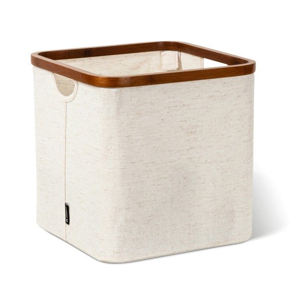 Krémový látkový úložný box 30x30x30 cm Bamboo/Linen Cube – Bigso