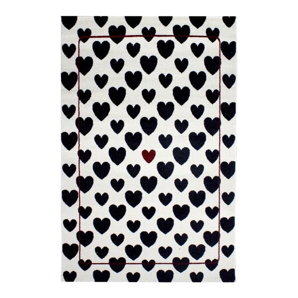 Černo-bílý koberec Razzo Heart, 120 x 170 cm