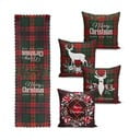 Sada 4 vánočních povlaků na polštář a běhounu na stůl Minimalist Cushion Covers Tartan Christmas