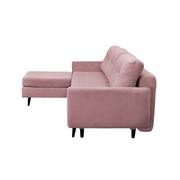 Světle růžová rozkládací pohovka s černými nohami Mazzini Sofas Hortensia, levý roh-image-3