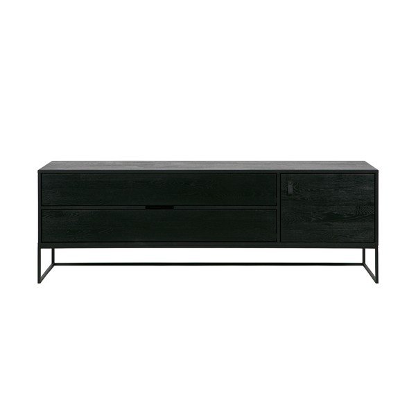 Černý TV stolek z jasanového dřeva 180x61x44 cm Silas – WOOOD