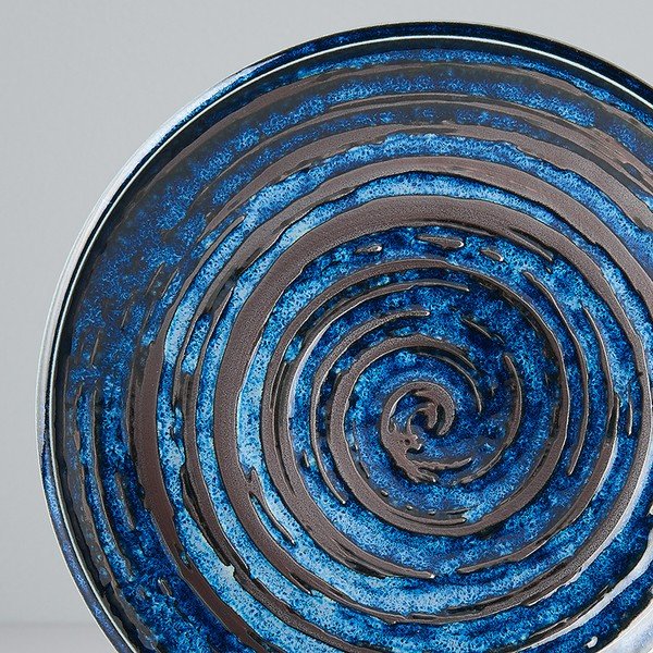Modrý keramický talíř MIJ Copper Swirl, ø 20 cm-image-2