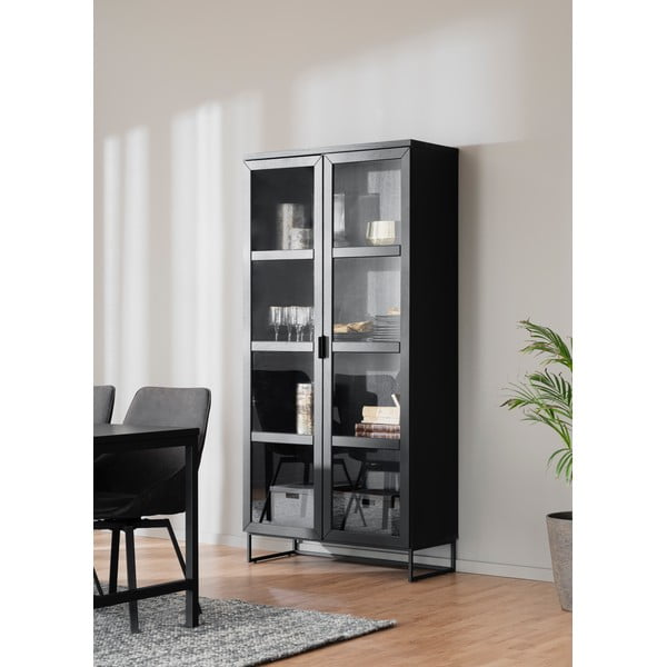 Vitrína z dubového dřeva v přírodní barvě 95x195 cm Everett - Rowico-image-4