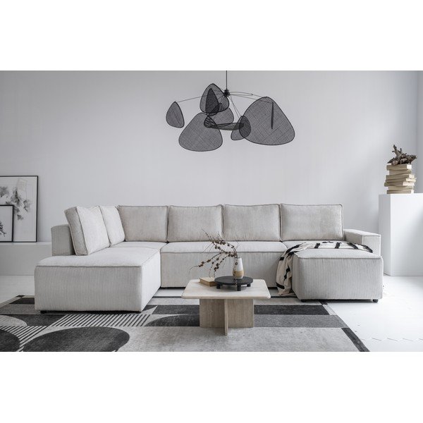 Bílá manšestrová rozkládací rohová pohovka (levý roh/do "U") Brave Dave – Miuform-image-4