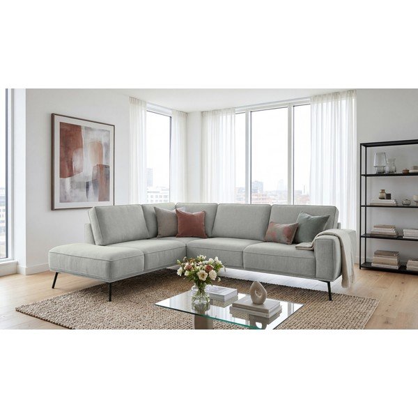 Světle šedá žinylková rohová pohovka (levý roh/do L) Amsterdam – Scandic-image-4