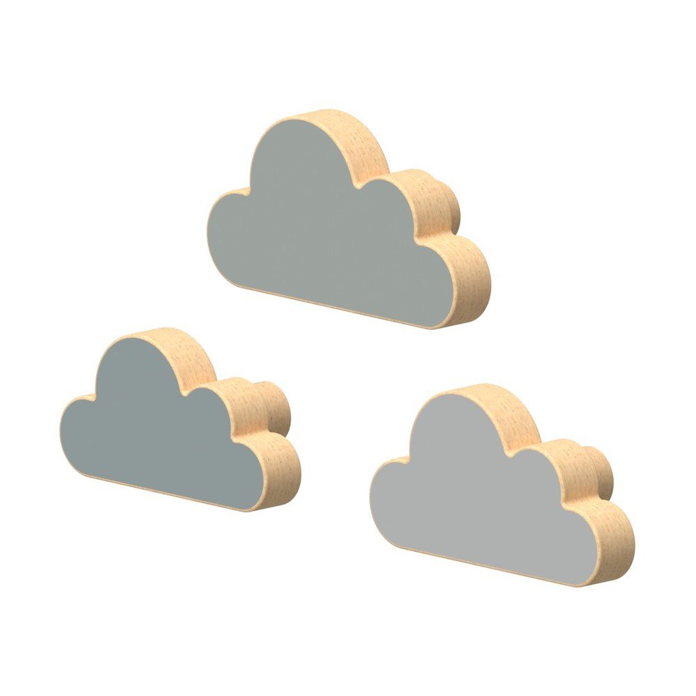Světle modré nástěnné háčky v sadě 3 ks z bukového dřeva Cloud – Cam Cam Copenhagen