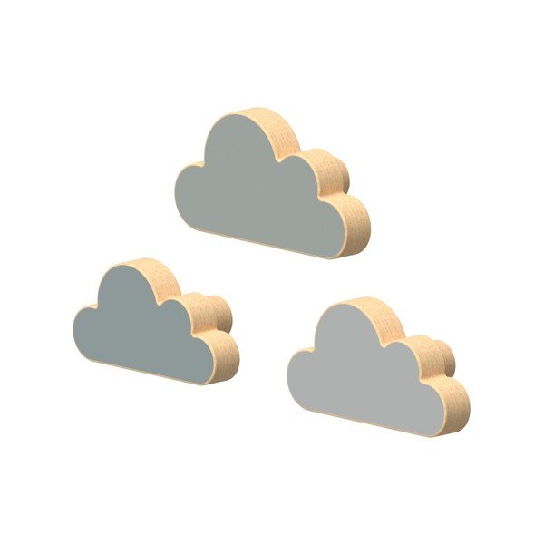 Světle modré nástěnné háčky v sadě 3 ks z bukového dřeva Cloud – Cam Cam Copenhagen