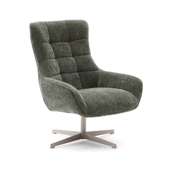Otočné žinylkové křeslo šedozelené Teryl – Kave Home