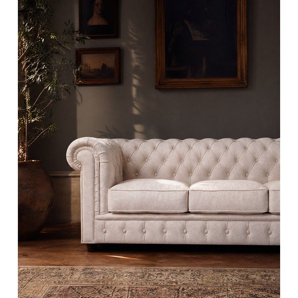 Krémová sametová pohovka 230 cm Cambridge – Ropez-image-3