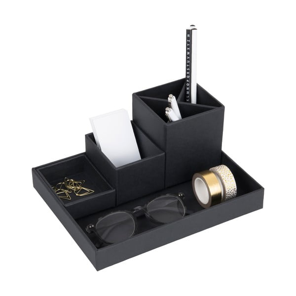 Tmavě šedý 4dílný stolní organizér na psací pomůcky Bigso Box of Sweden Lena-image-2