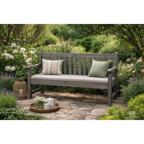 Šedá dřevěná zahradní lavice London - Rojaplast-image-2