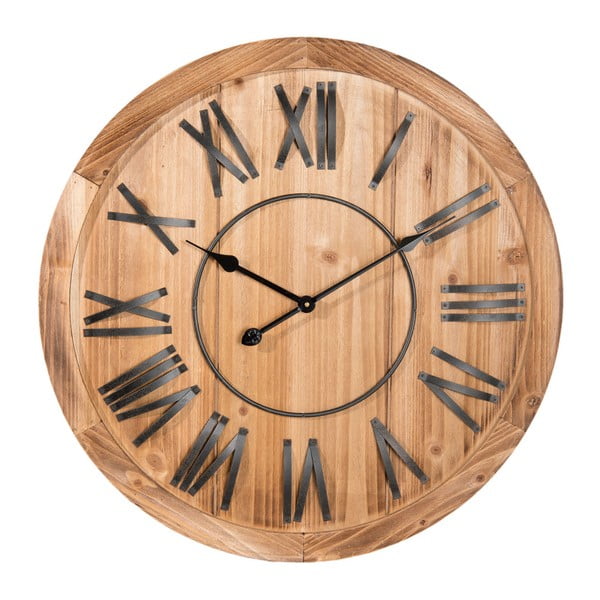 Nástěnné hodiny ze dřeva a kovu Clayre & Eef