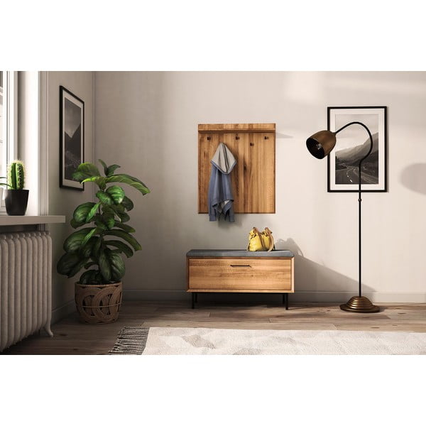 Nástěnný věšák z dubového dřeva v přírodní barvě s poličkou Abies – The Beds-image-1