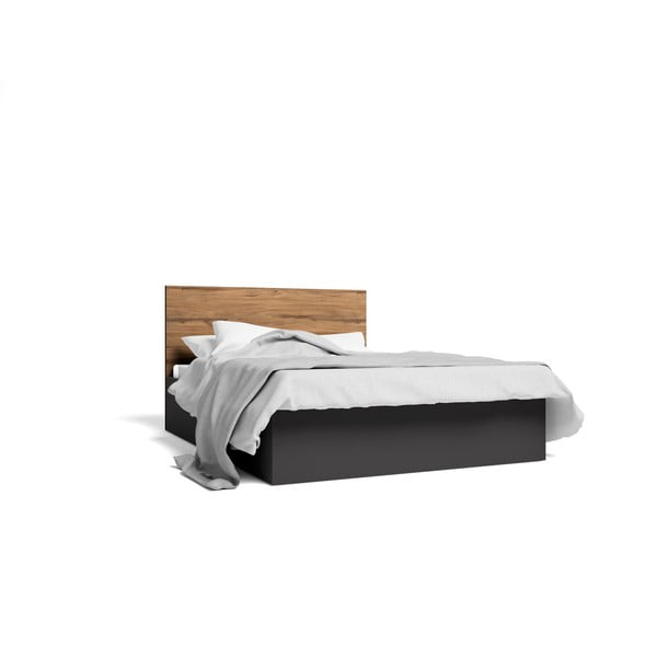 Černá dvoulůžková postel s úložným prostorem a roštem 160x200 cm Malta - Marckeric