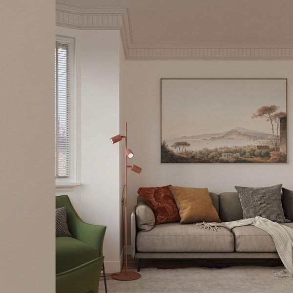 Hliníková stojací lampa s ohybatelnou konstrukcí v cihlové barvě (výška 155 cm) Gleam – Sollux-image-3