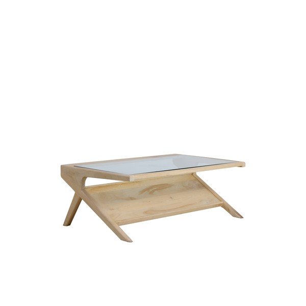 Konferenční stolek se skleněnou deskou ve světle přírodní barvě 70x112 cm Yuki – Light & Living