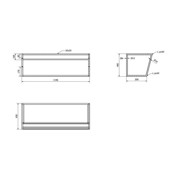 Bílý/černý ocelový závěsné podstavec pod umyvadlo 120x40 cm Ska – Sapho-image-4