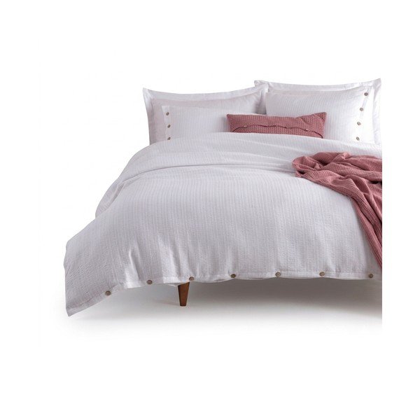 Bílé povlečení na jednolůžko z bavlny Renforcé 140x200 cm Como Striped – Mila Home Luxury
