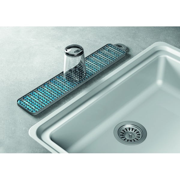 Šedá plastová odkapávací podložka na nádobí 42x8 cm Gravity – Metaltex-image-4