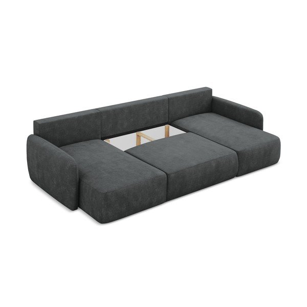 Tmavě šedá žinylková rozkládací/s úložným prostorem rohová pohovka (do "U") Lilo – Makamii-image-3