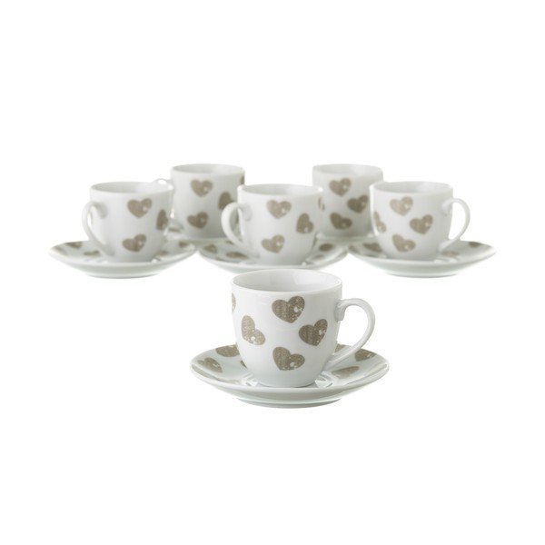 Sada 6 šálků s podšálky na kovovém stojanu Unimasa Love-image-2