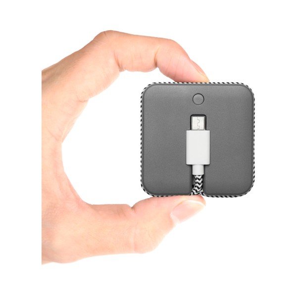 Šedá powerbanka s nabíjecím Micro USB kabelem Native Union Jump Cable, délka 45 cm-image-3