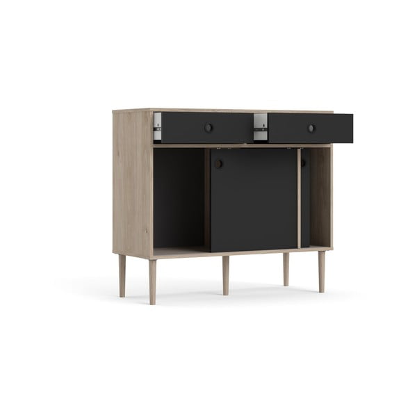 Černá komoda s rámem v dubovém dekoru Tvilum Rome, 99 x 88 cm-image-4