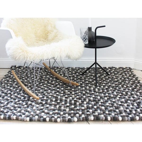 Šedo-bílý kuličkový vlněný koberec Wooldot Ball Rugs, 100 x 150 cm-image-1