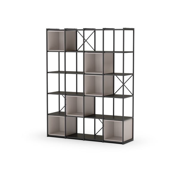 Černo-krémová knihovna 140x179 cm Anya – Marckeric-image-2