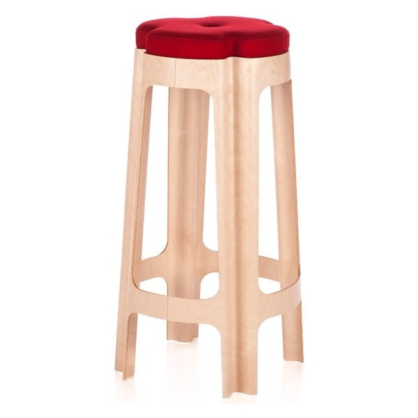 Barová židle Bloom 82 cm, s červeným sedátkem