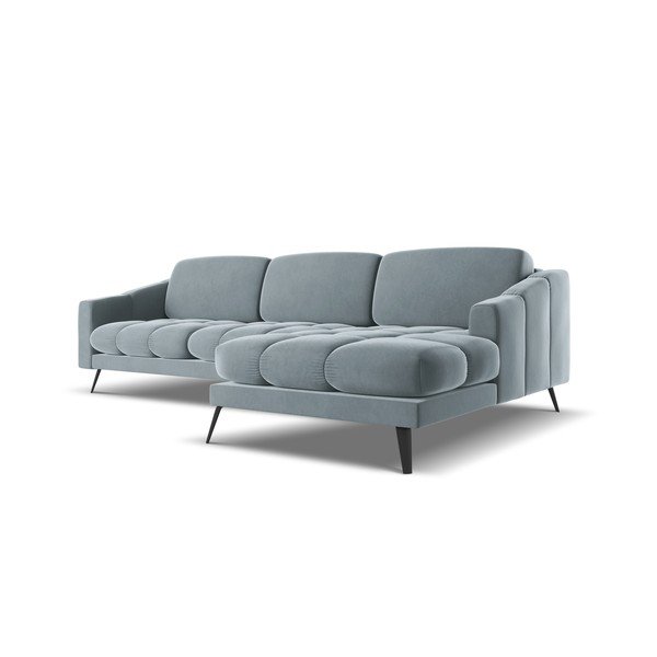 Světle modrá sametová rohová pohovka (pravý roh) Nalu – Makamii-image-3