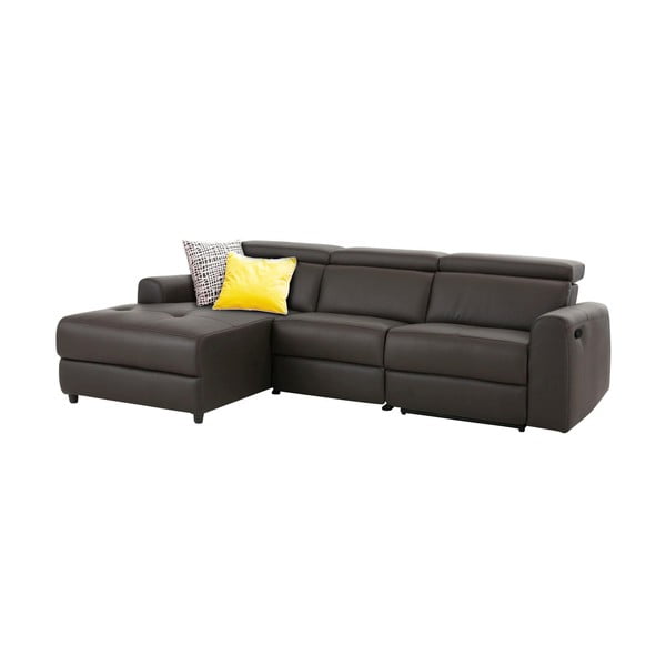 Tmavě hnědá kožená rohová pohovka (levý roh) Capena – Støraa-image-2
