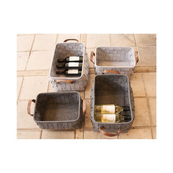 Světle šedý úložný košík s koženými úchyty PT LIVING Storage, délka 38 cm-image-1