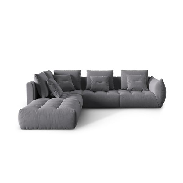 Tmavě šedá rohová pohovka z textilie bouclé (levý roh/do L) Bloom – Micadoni Home