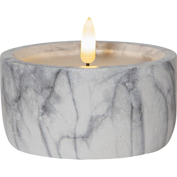 Šedo-bílá betonová LED svíčka Star Trading Flamme Marble, výška 7,5 cm