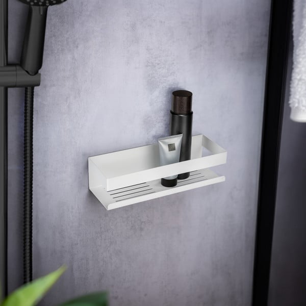 Matně bílá koupelnová polička bez vrtání Turbo-loc z nerezové oceli Genova – Wenko-image-1