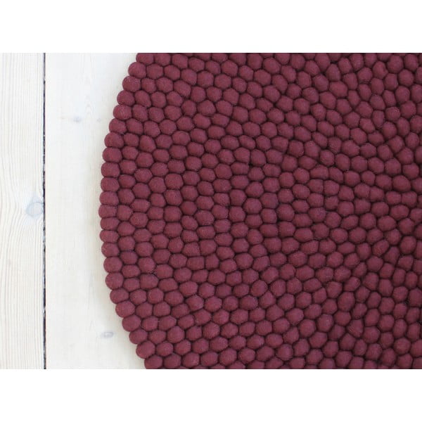 Tmavě višňový kuličkový vlněný koberec Wooldot Ball Rugs, ⌀ 200 cm
