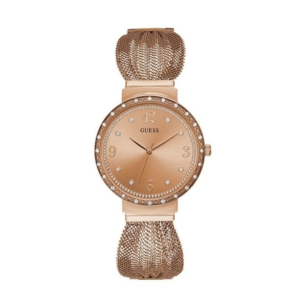Dámské hodinky v růžovozlaté barvě s páskem z nerezové oceli Guess W1083L3