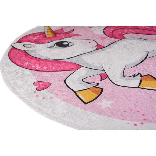 Růžový pratelný dětský koberec ø120 cm Pink Unicorn – Vitaus-image-2
